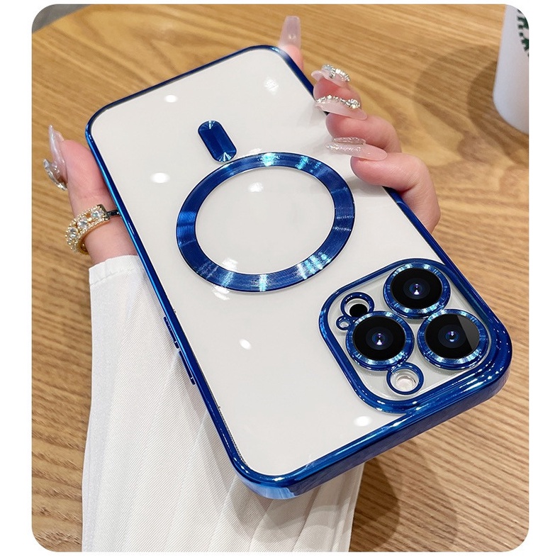Ốp Điện Thoại Silicon Nam Châm Trong Suốt Sang Trọng Cho iPhone 14 Plus 13 12 11 Pro Max