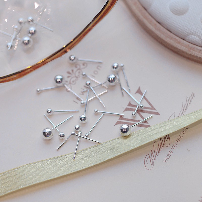 Bông tai bạc A04 đính hạt phong cách đơn giản dễ thương cho nữ