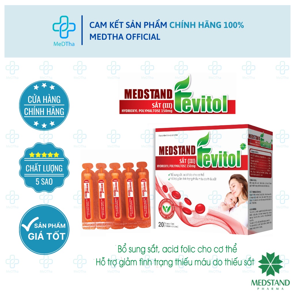 Thực phẩm bổ sung Sắt và Acid Folic Medstand Fevitol cho bà bầu, trước sinh, sau sinh và em bé tiện lợi