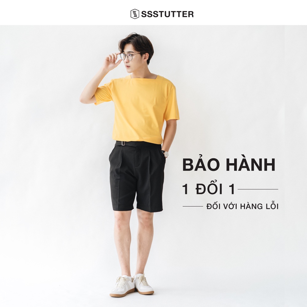 Áo phông Nam ngắn tay cổ vuông SSStutter vải Cotton thấm hút mồ hôi co dãn 4 chiều thoải mái 4 màu Square Tee | BigBuy360 - bigbuy360.vn