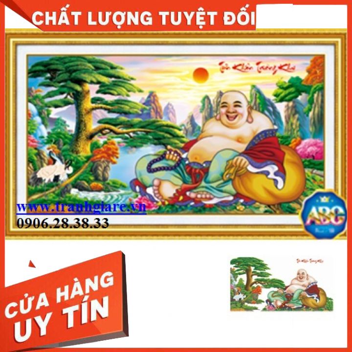Tranh đính đá ông phật di lặc đẹp nhất khổ lớn nhất kt 180*100cm hình thật