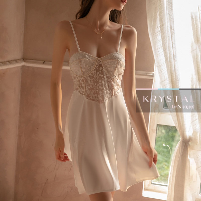 Váy lụa Corset phối ren KRYSTAL NKS009
