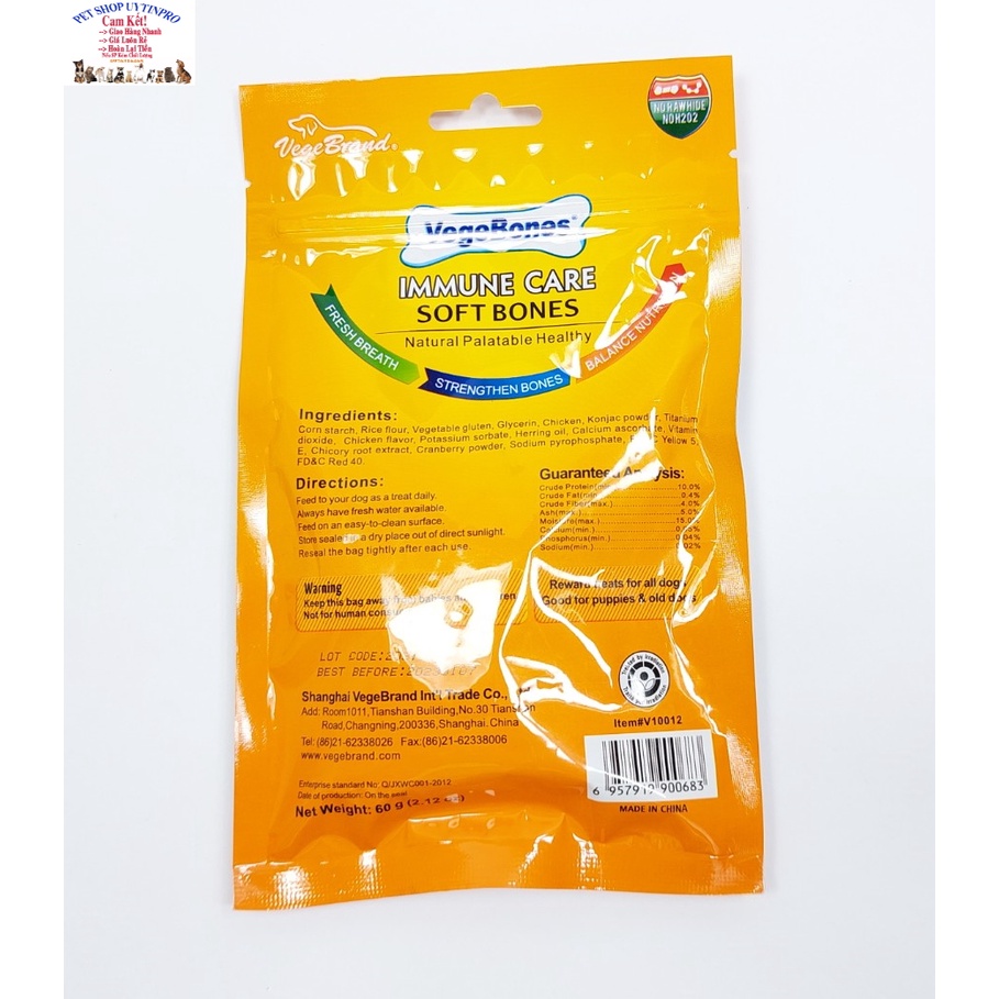 Xương gặm cho Chó VEGEBONES Gói 60g Giúp Bổ sung canxi Sạch răng Thơm miệng Mượt da lông Tăng cường hệ miễn dịch