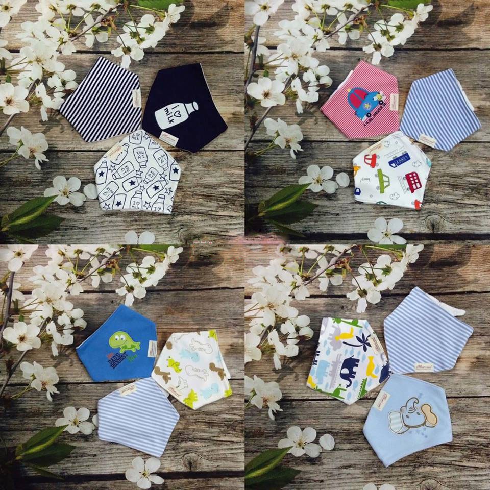 Set 3 khăn yếm họa tiết đáng yêu cho bé