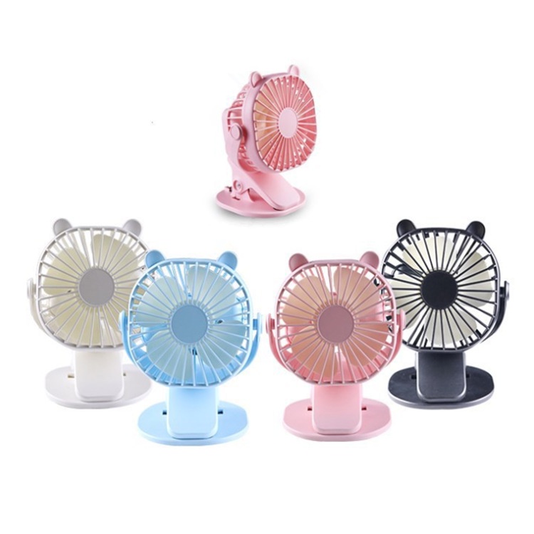 Quạt kẹp cạnh bàn , kẹp cạnh màn hình , kẹp nôi cho bé hình tai mèo nhựa ABS cao cấp