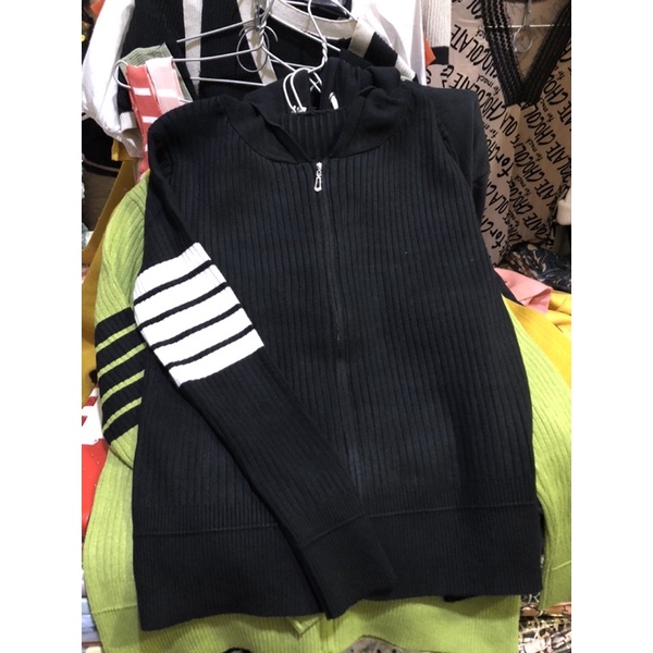 Áo khoác thun len sọc gân hàng QC dày dặn