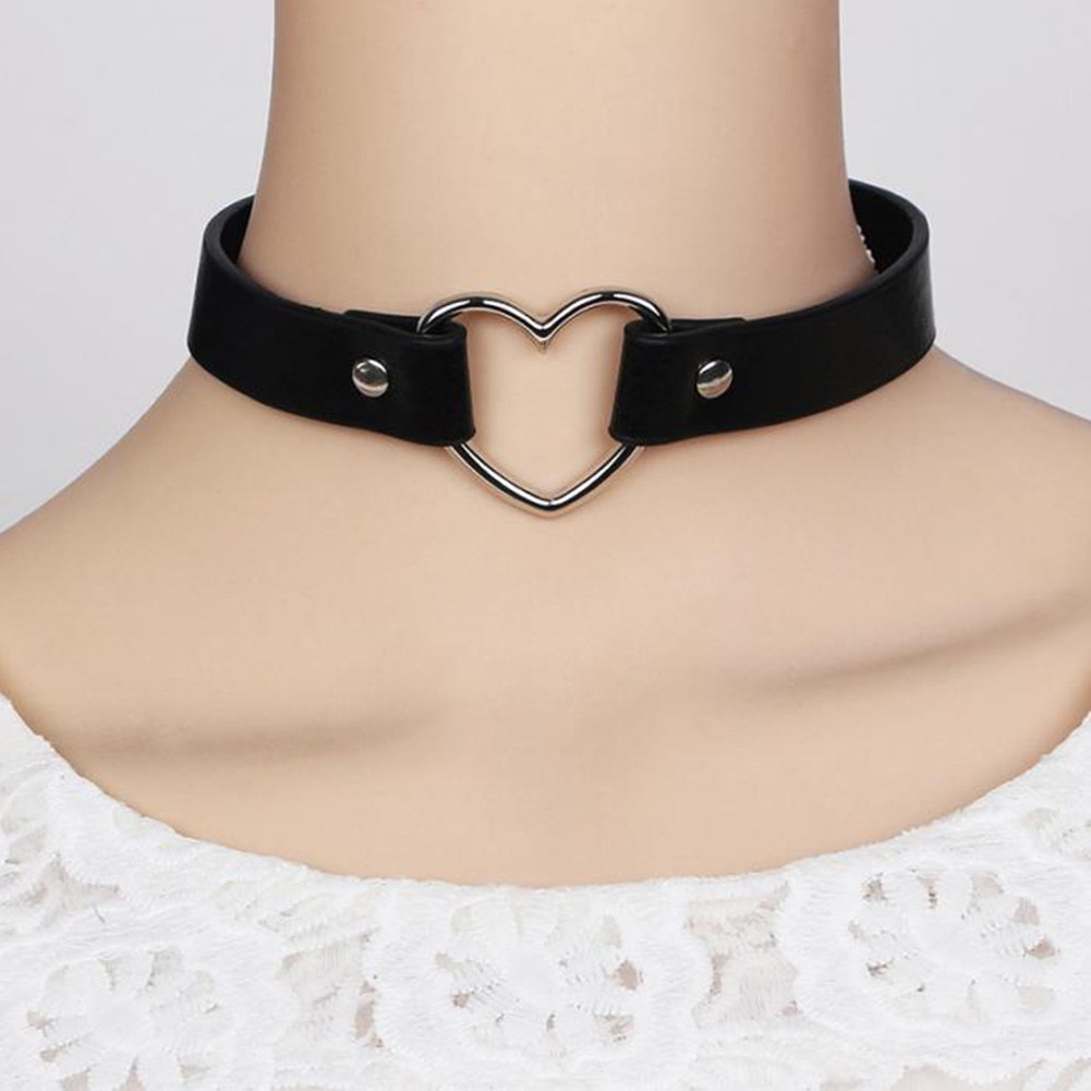 Vòng Cổ Choker Giả Da Mặt Trái Tim Thời Trang Cho Nữ