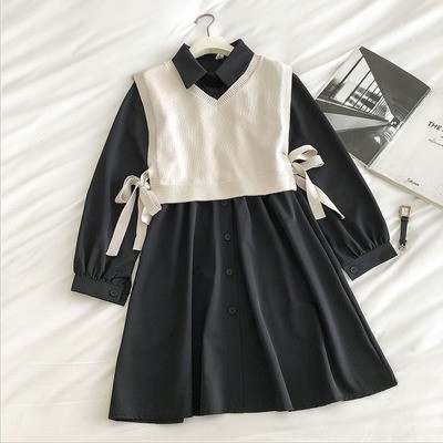 Hàng Sẵn_Trumpet hai mảnh áo đầm+gilê phong cách Hàn Quốc | BigBuy360 - bigbuy360.vn