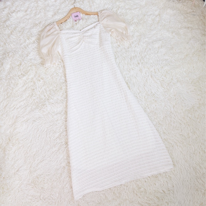 Váy midi voan nhún phối tay voan