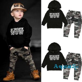Set Áo Hoodies Có Nón Dài Tay + Quần Dài Họa Tiết Camo Cho Bé Trai Từ 1-6 Tuổi