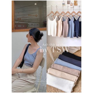 Áo hai dây len style Hàn, áo ba lỗ (Ảnh thật)