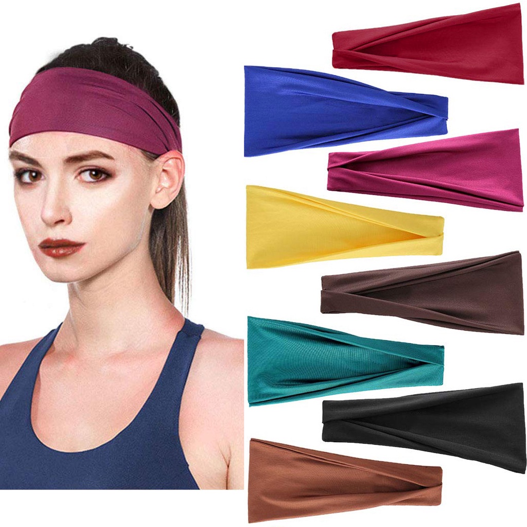 Băng đô thể thao cotton headband nam nữ co giãn thấm hút mồ hôi vô cùng tiện dụng bản 9.5cm PK11