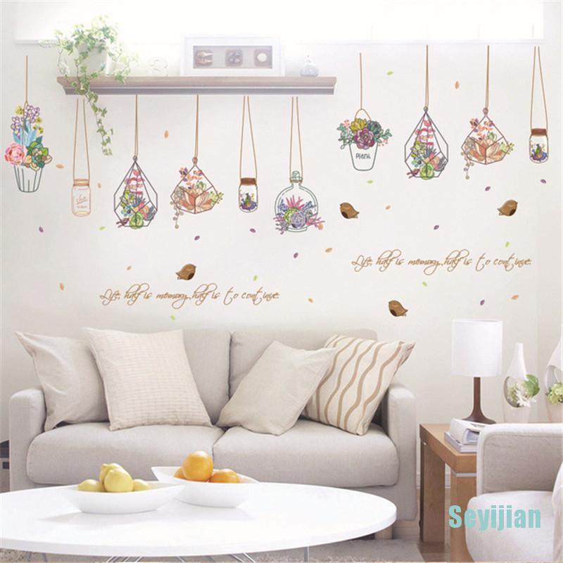 Miếng dán tường trang trí hình hoa lá xinh xắn sáng tạo tháo được