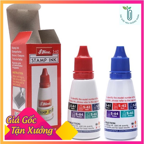 Mực dấu Shiny S-61 đen/ S-62 đỏ/ S-63 xanh/ 28ml - Chính hãng