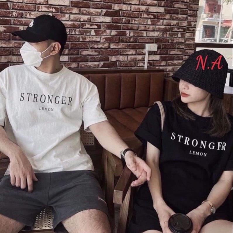 Áo Thun 3158 In Chữ Stronger - Phông Dáng Rộng Tay Lỡ In 5D Sắc Nét Cute Cá Tính Unisex Freesize
