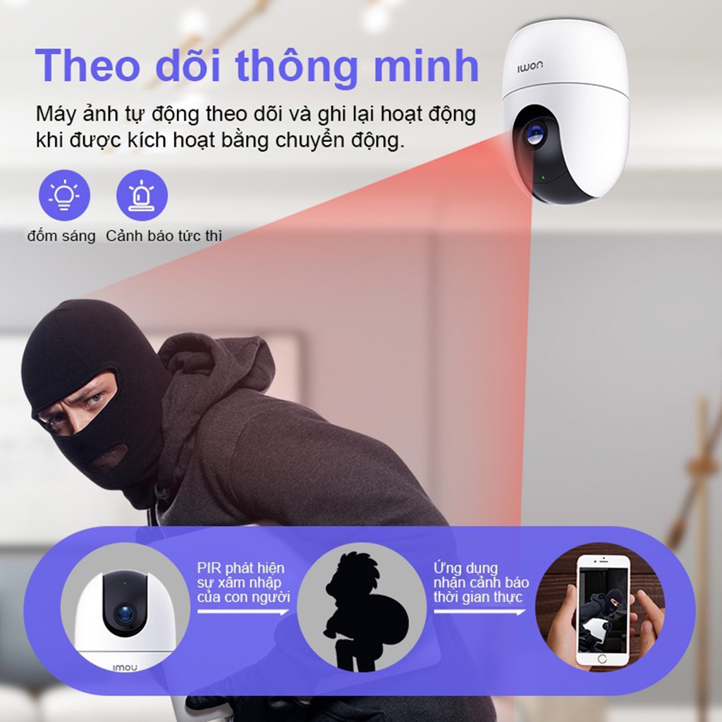 Camera Trong Nhà, Camera IMOU Ranger 2 Xoay 360 Độ 1080P - Hình Ảnh Rõ Đẹp Và Sắc Nét, Nhỏ Gọn - H2Pro Tech