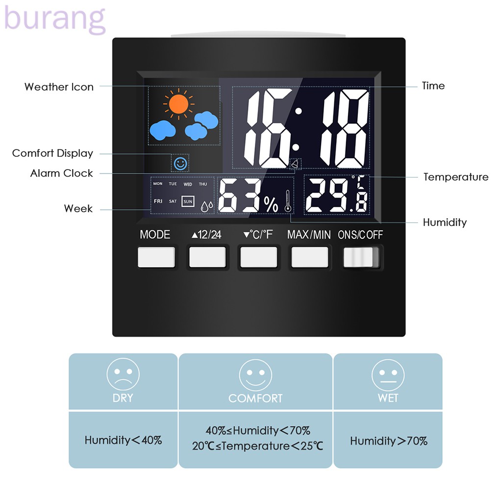 Đồng Hồ Báo Thức Điện Tử Để Bàn Màn Hình Lcd