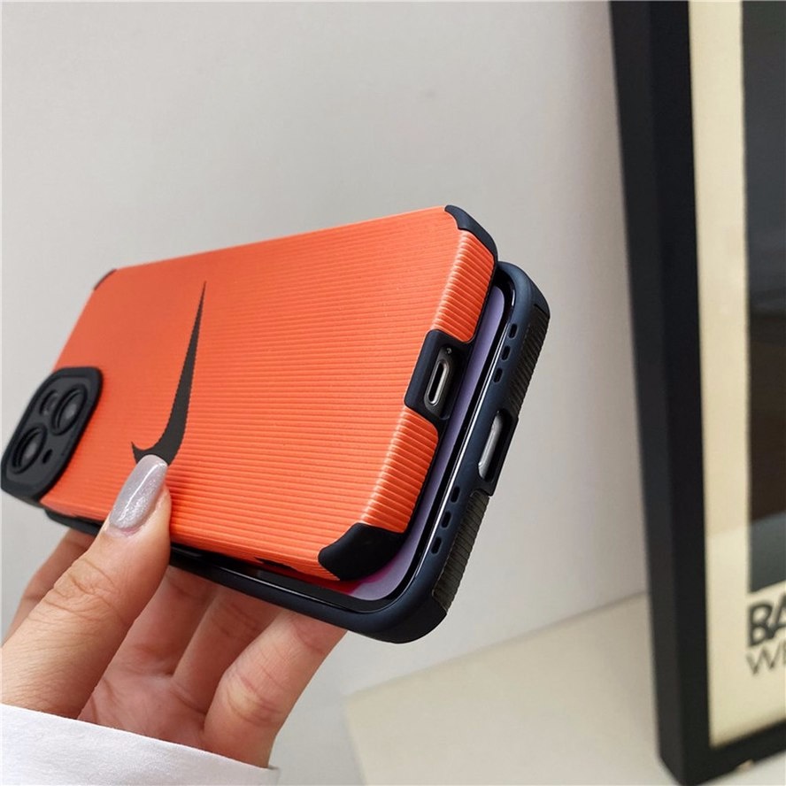 Ốp điện thoại chống sốc màu cam/ màu đen bảo vệ camera thích hợp cho iPhone 13 12 11