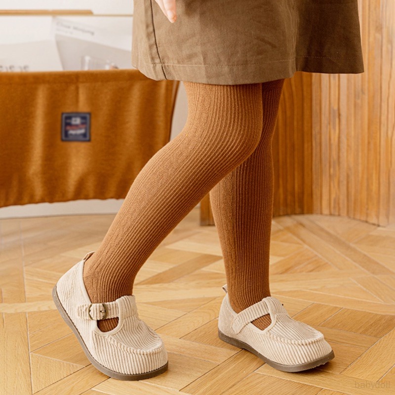 Quần Legging Cotton Dáng Ôm Thoáng Khí Màu Trơn Dễ Thương Cho Bé Gái