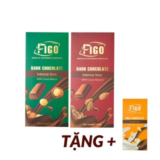 Combo Socola đen đắng 80% cacao Hạt hạnh nhân 100g và Hạt Macca 100g giảm cân, ăn kiêng, diet, keto + Tặng Socola