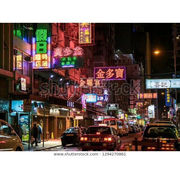 Tranh lụa 3d Hồng Kông Đường Phố Kích Thước 1,5m x 2m HKĐP12