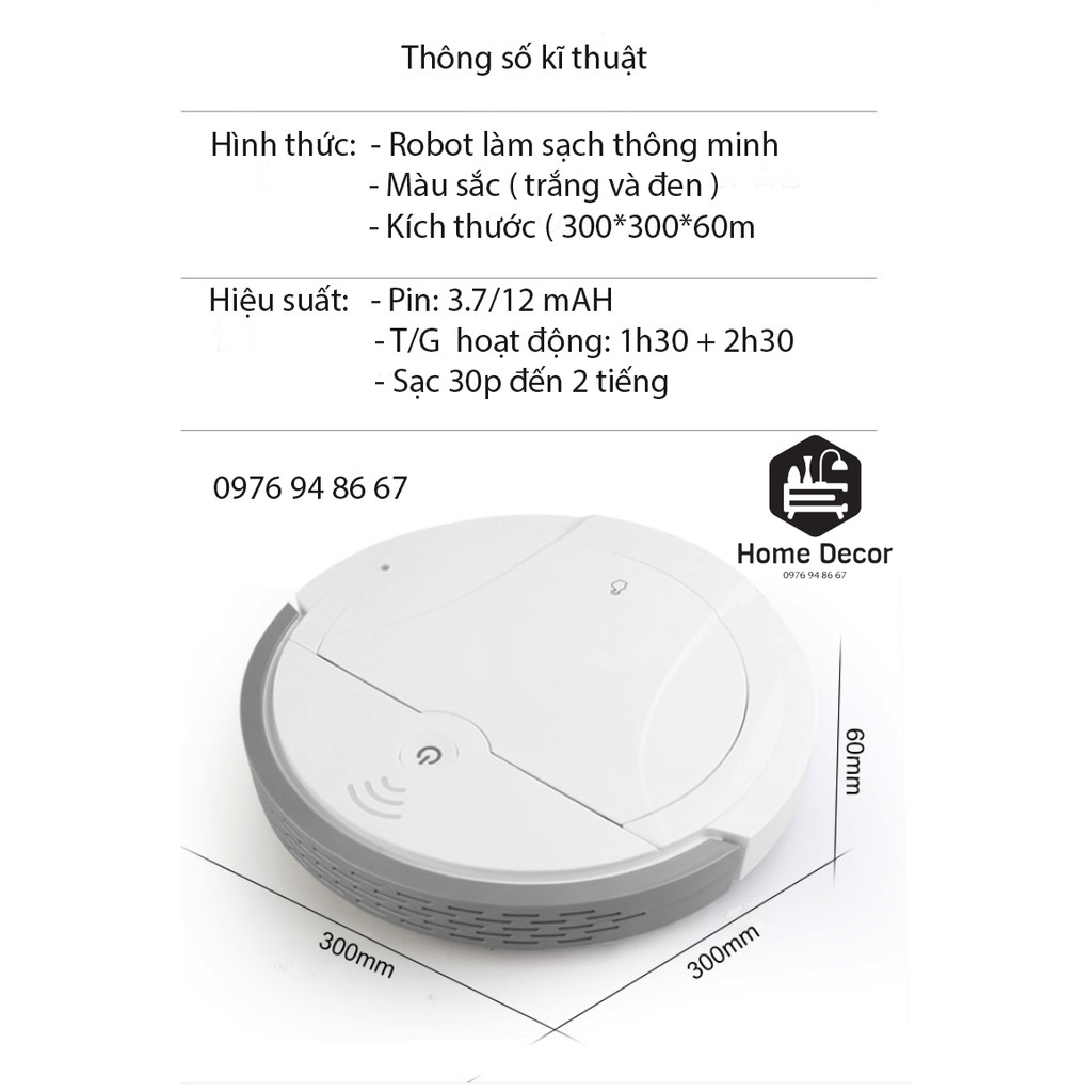 Robot hút bụi FUJUKI thông mình kết hợp 5 trong 1 (hút bụi, quét nhà, lau nhà, phun khử trùng, xông tinh dầu).