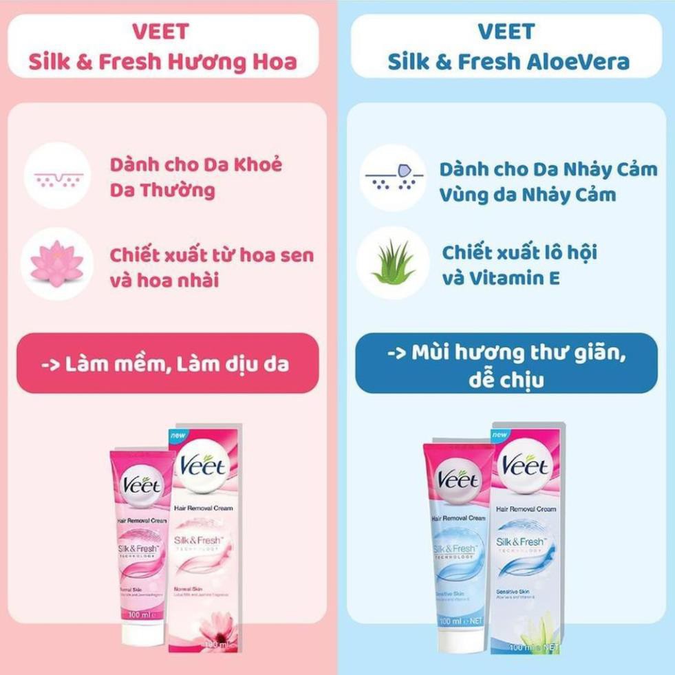 KEM TẨY LÔNG VEET SILK &amp; FRESH PHÁP TẨY SẠCH LÔNG TAY LÔNG CHÂN