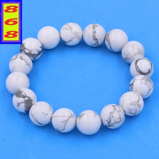 Vòng chuỗi đeo tay đá White Howlite 12 ly - hợp mệnh Kim, mệnh Thủy