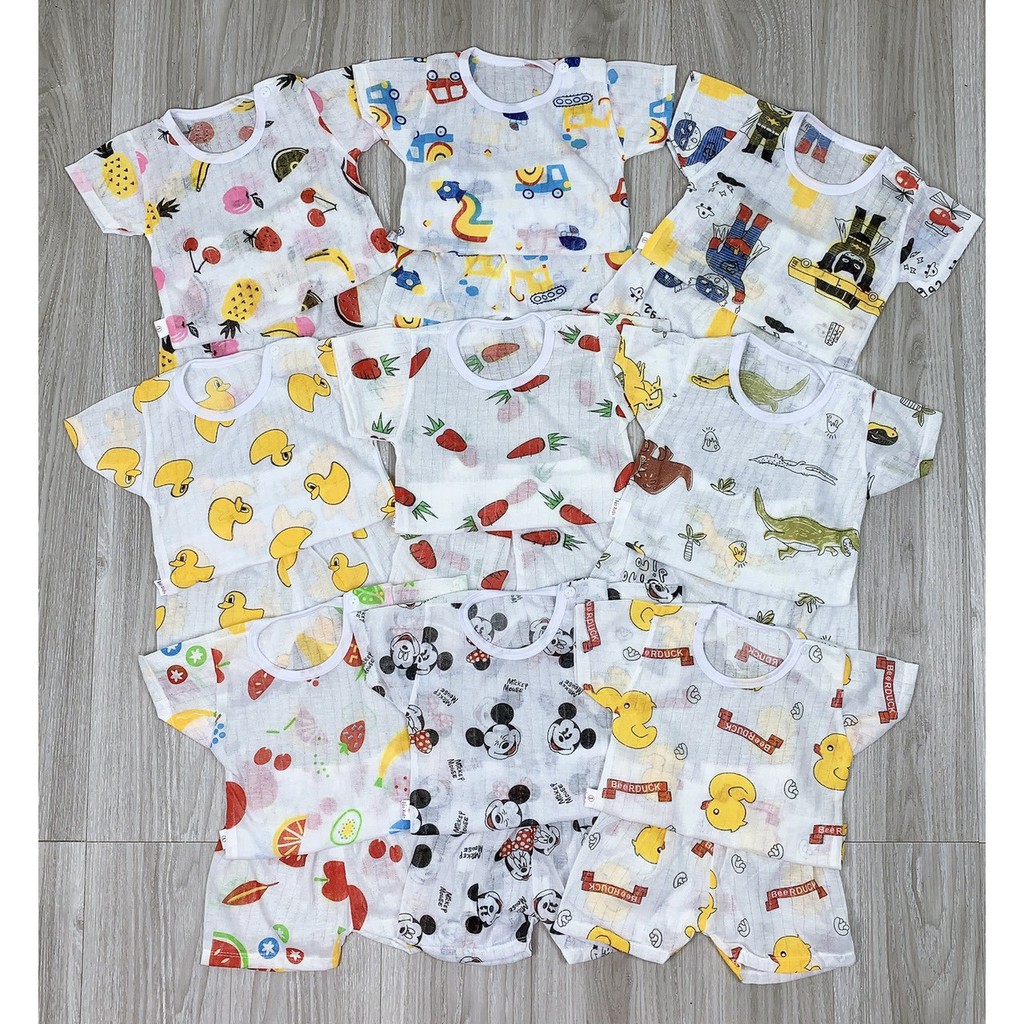 Bộ cotton giấy cộc tay cho bé 6-16kg