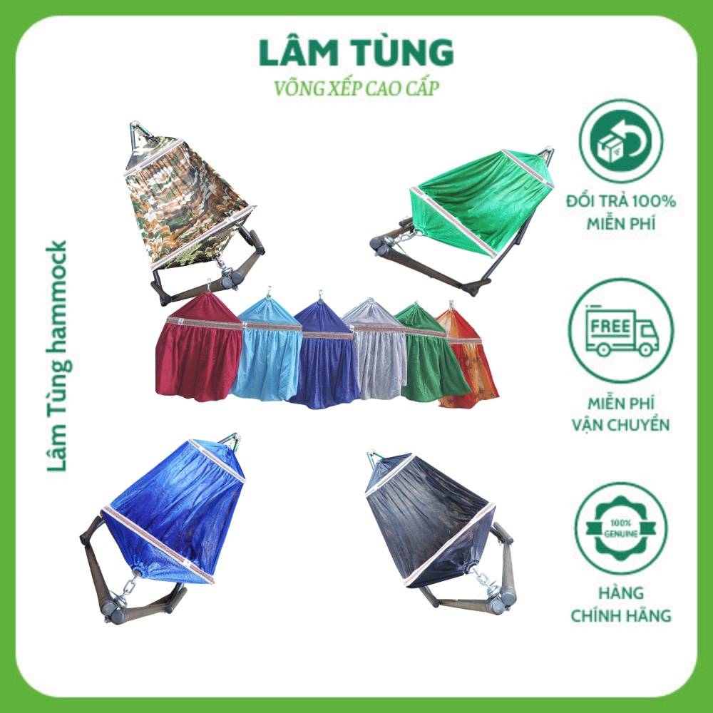 [RẺ VÔ ĐỊCH]KHUNG VÕNG XẾP EM BÉ + LƯỚI VÕNG LOẠI ĐẸP,ỐNG SẮT LỚN Φ32, LƯỚI KHỔ RỘNG, DÀY,CHẮC CHẮN FREESHIP