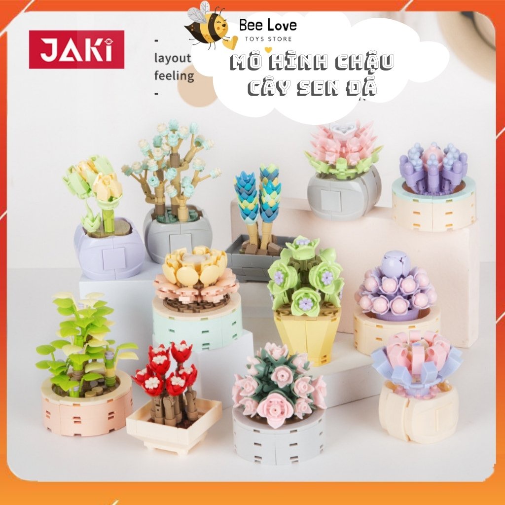 Đồ chơi lắp ráp chậu cây hoa Sen đá nhiều mẫu lắp ghép thông mình mô hình cây trang trí độc đáo