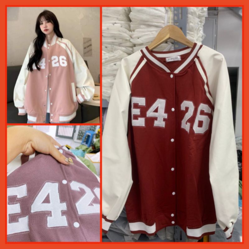 🌸Áo Khoác phối tay da chất nỉ mịn ,from rộng cá tính ulzzang