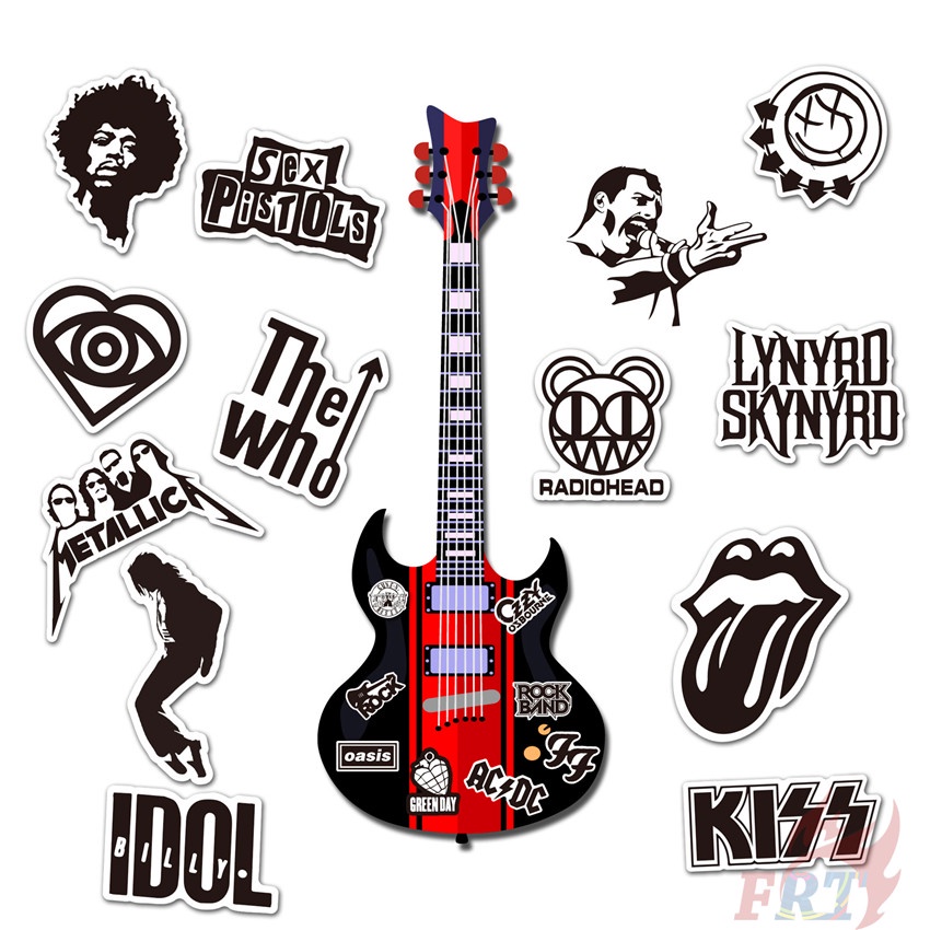 50Pcs/Set ❉ Punk HipHop Rock Band . Classical Black & White Color Series 01 Band Logo Stickers ❉ Waterproof DIY Fashion Decals Doodle Stickers