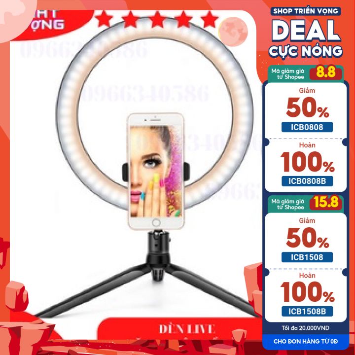 SALE ĐÈN 26cm +kẹp+chân để bàn LIVESTREAM ĐÈN LIVE STREAM make up trang điểm VIDEO Sản Phẩm