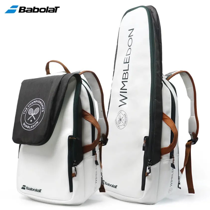 Balo tennis Babolat BackPack Pure Wimbledon màu trắng ghi ngăn gập