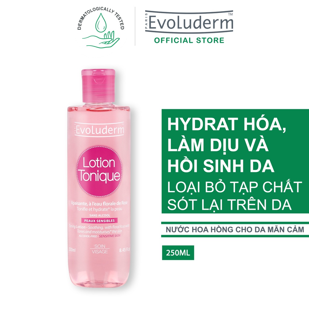 Nước hoa hồng Evoluderm se khít lỗ chân lông, dưỡng ẩm & làm sạch 250ml