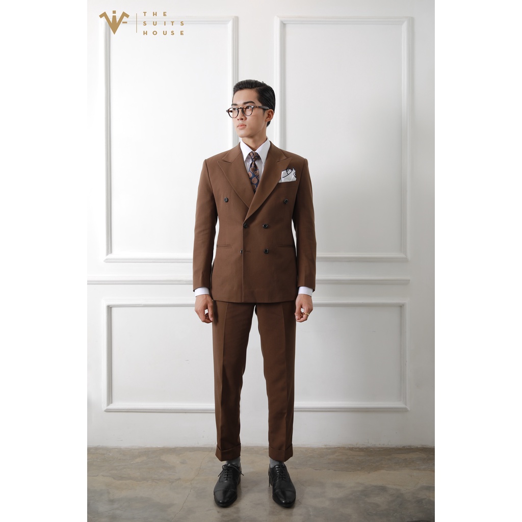 Bộ vest nam nâu đậm 2T6K, suits sartorial chất cashmere The Suits House