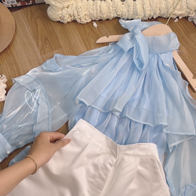 SET ÁO XANH KHOÉT VAI + SHORT