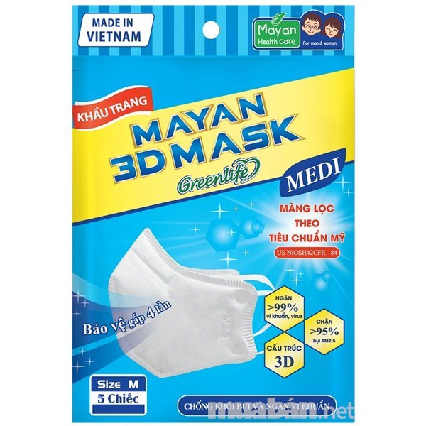 Khẩu trang y tế người lớn Mayan 3D Mask Pm 2.5