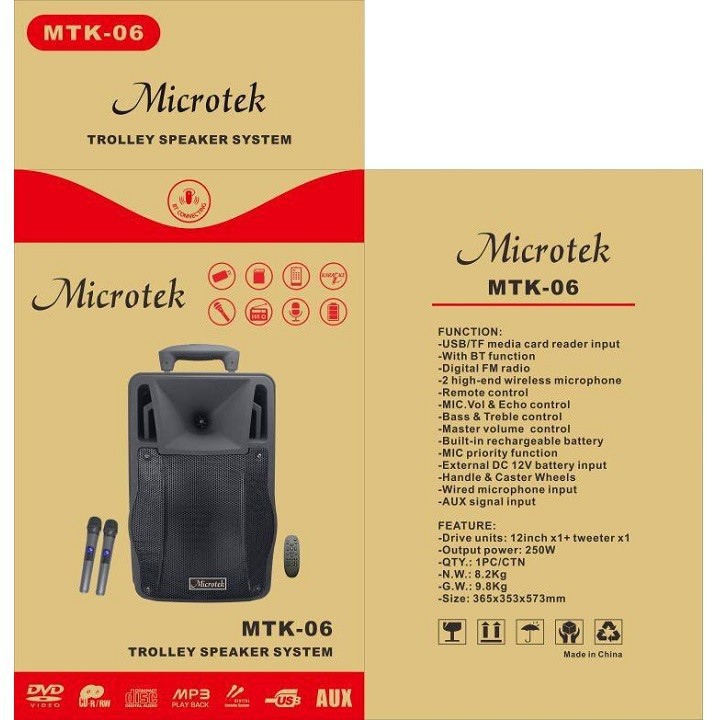 Loa kéo Bluetooth Microtek MTK-06 kèm mic BH 6 tháng đổi mới