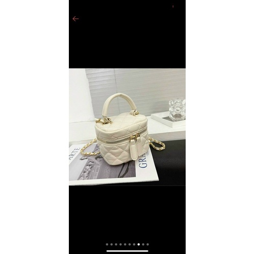 Túi Cốp Nữ Mini Trần Trám, Túi Nữ Đeo Chéo Dây Phối Xích Hàng Qc