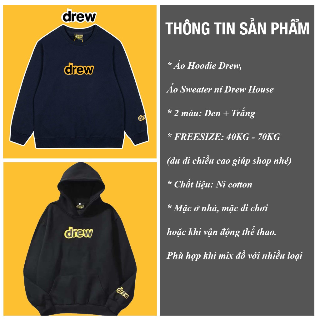 Áo Hoodie Drew Áo Hoodie Drew VENUS chất nỉ form rộng Unisex nam nữ Hàn Quốc