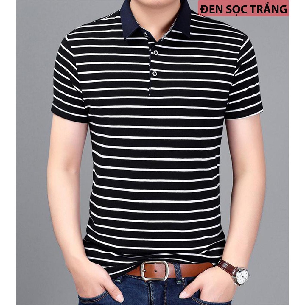 Áo Phông Nam Áo Thun Cổ Bẻ Kẻ Sọc Nhỏ Thời Trang | BigBuy360 - bigbuy360.vn