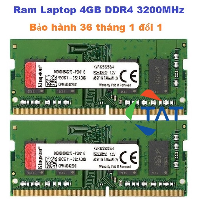 Ram Laptop Kingston 4GB DDR4 3200MHz Chính Hãng - Bảo hành 36 tháng