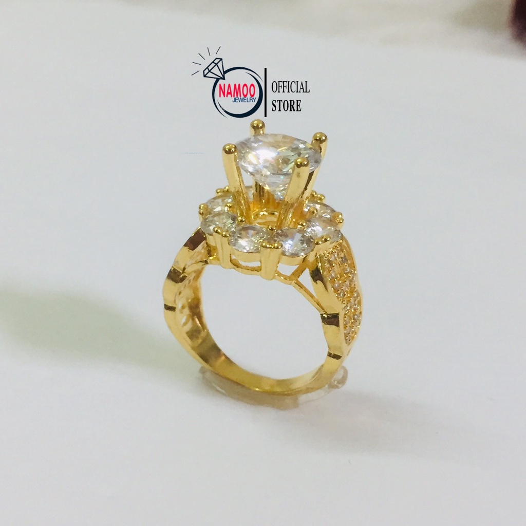 Nhẫn Nữ Mạ Vàng Đính Đá N690 Bản Lớn, Nhẫn Đá Lớn Namoo jewelry