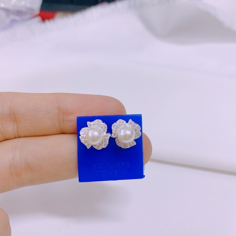 Bông tai nụ hoa 3 cánh hàng đẹp LINH MIU SILVER