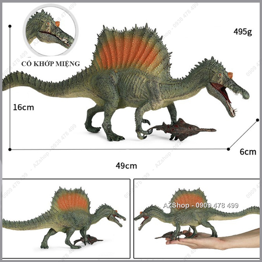Mô Hình Khủng Long Thằn Lăn Cá Sấu Gai Spinosaurus Bắt Cá - Size Lớn - 7712.1