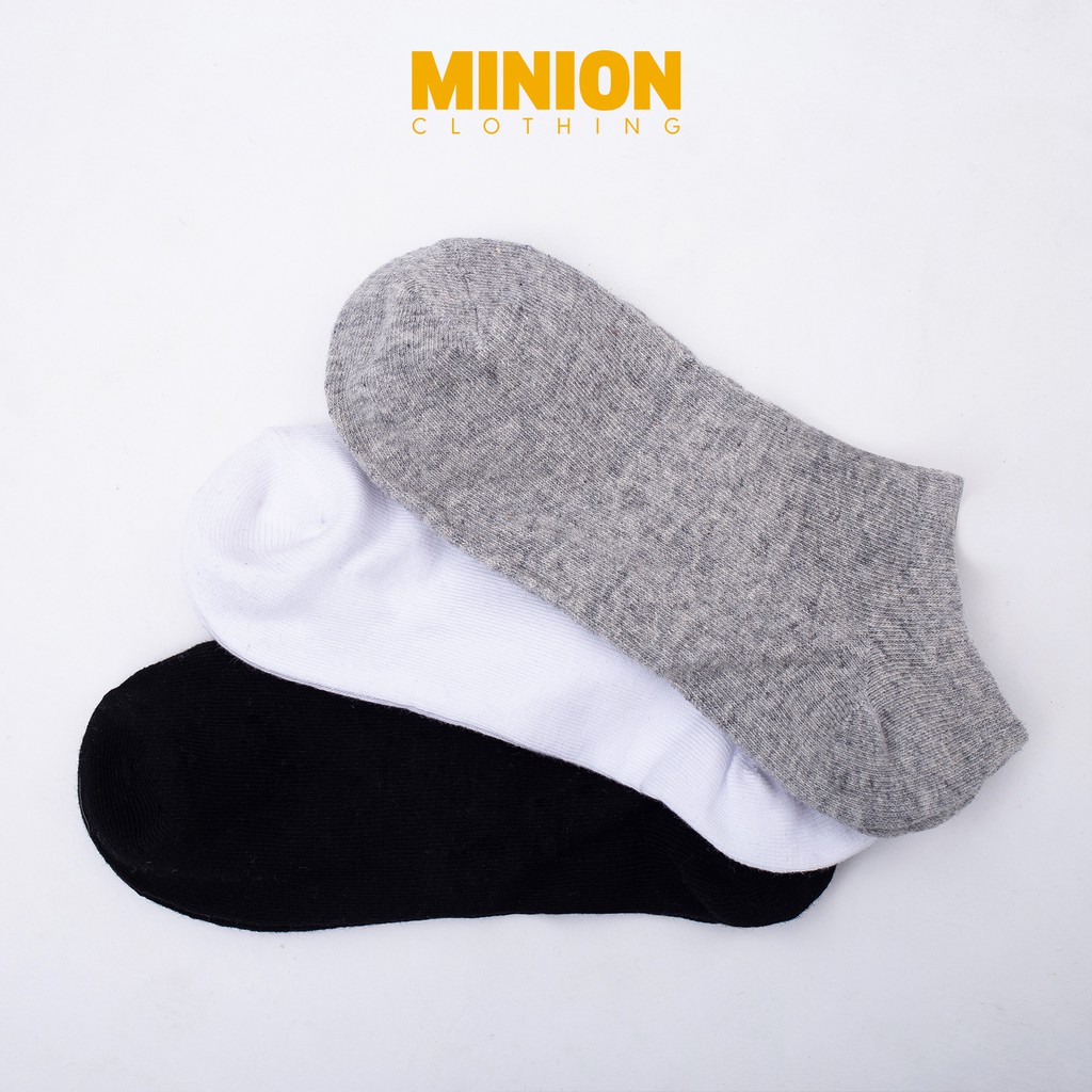 Tất cổ ngắn nam nữ MINIONCLOTHING trơn chất vải mềm thoáng khí vớ cổ cao unisex phong cách Hàn Quốc S2904