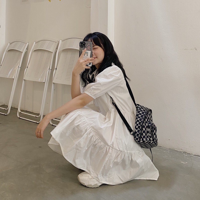 [Ảnh thật/Video] ĐẦM BABYDOLL CỔ SƠMI TRẮNG Váy sơ mi trắng cộc tay xinh