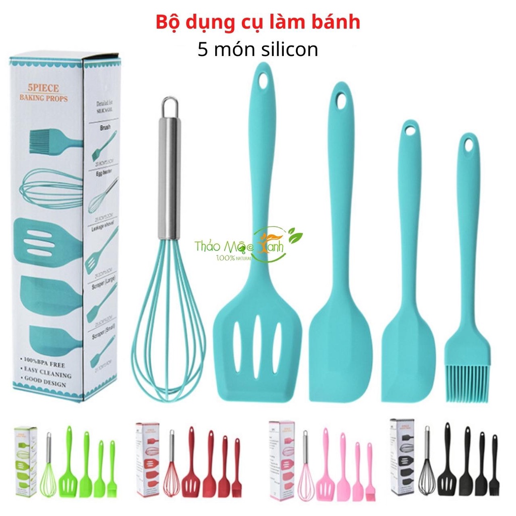 Bộ dụng cụ làm bánh 5 món silicon đồ dùng nhà bếp